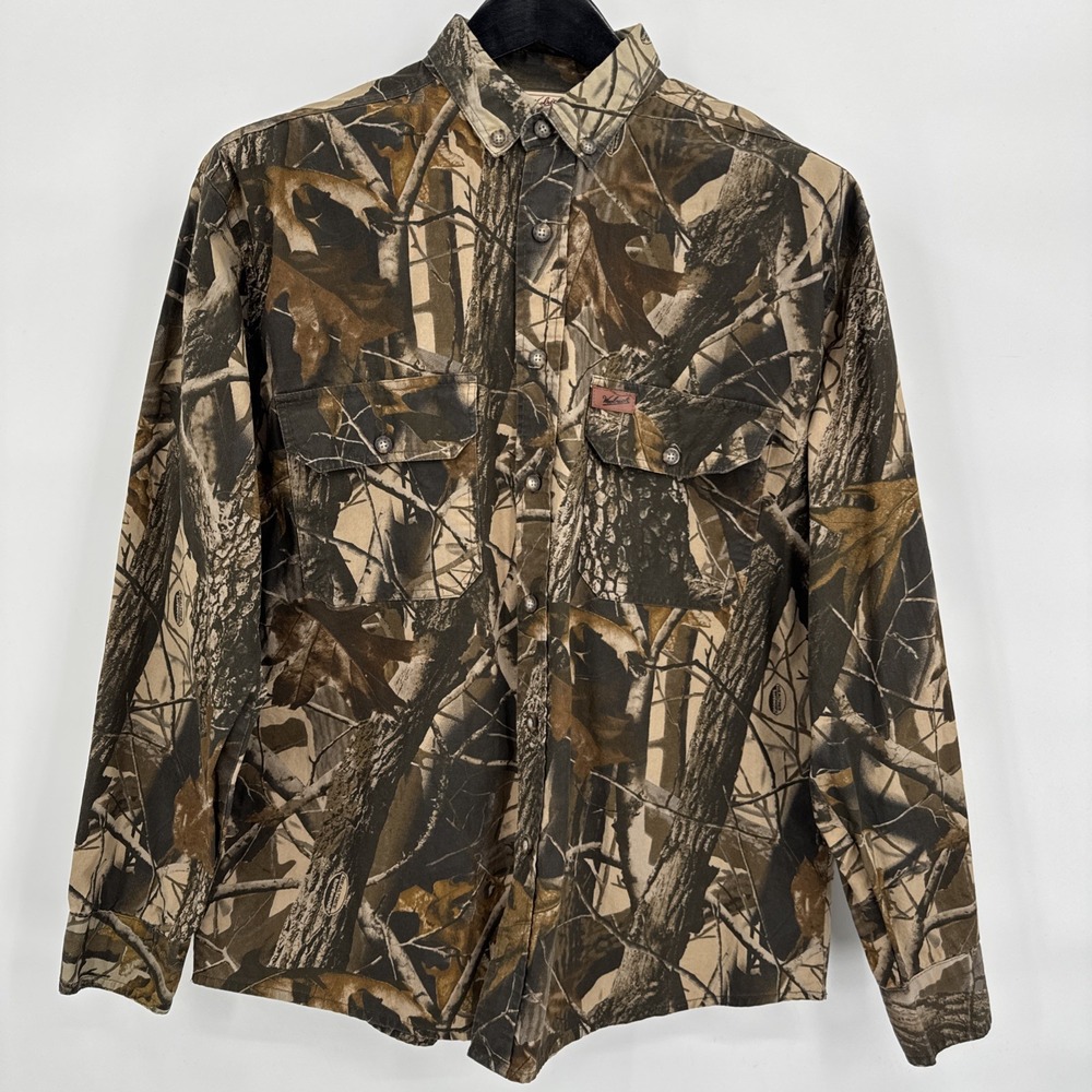 Woolrich Realtree Hardwoods Camo Vented Button‎ Down Hunting Shirt Mens Medium